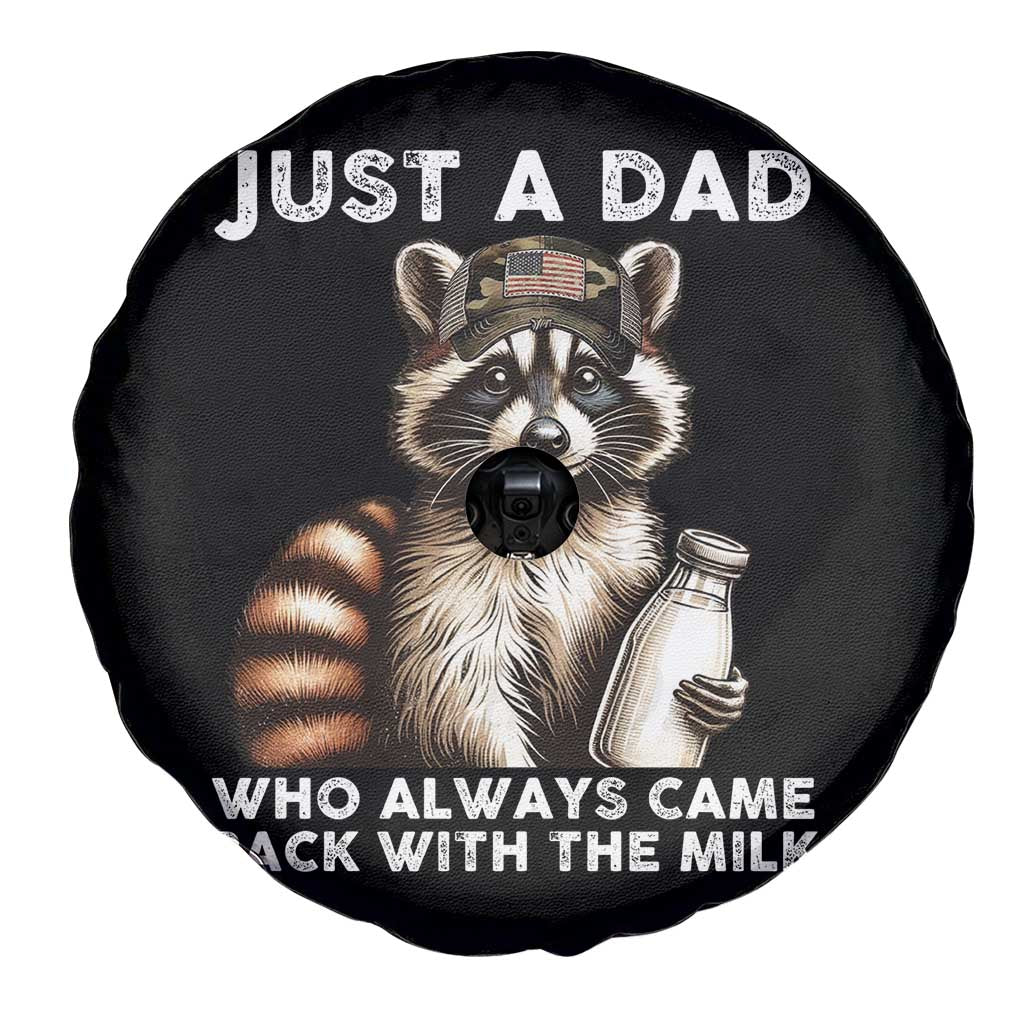 Just A Dad Who Always Came Back With The Milk Spare Tire Cover Retro Raccoon Camo Fathers Day - Wonder Print Shop