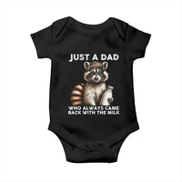 Just A Dad Who Always Came Back With The Milk Baby Onesie Retro Raccoon Camo Fathers Day - Wonder Print Shop