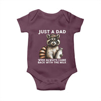 Just A Dad Who Always Came Back With The Milk Baby Onesie Retro Raccoon Camo Fathers Day - Wonder Print Shop