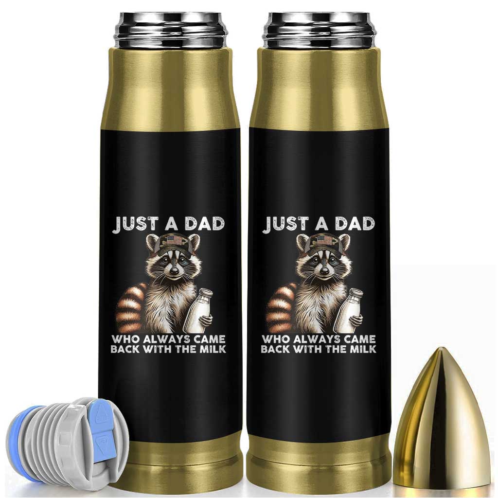 Just A Dad Who Always Came Back With The Milk Bullet Tumbler Retro Raccoon Camo Fathers Day - Wonder Print Shop