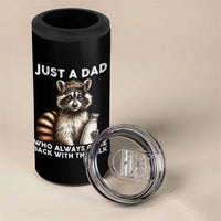 Just A Dad Who Always Came Back With The Milk 4 in 1 Can Cooler Tumbler Retro Raccoon Camo Fathers Day - Wonder Print Shop