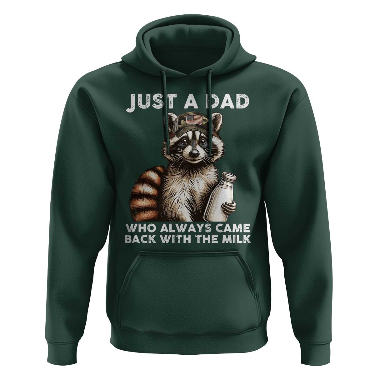 Just A Dad Who Always Came Back With The Milk Hoodie Retro Raccoon Camo Fathers Day - Wonder Print Shop