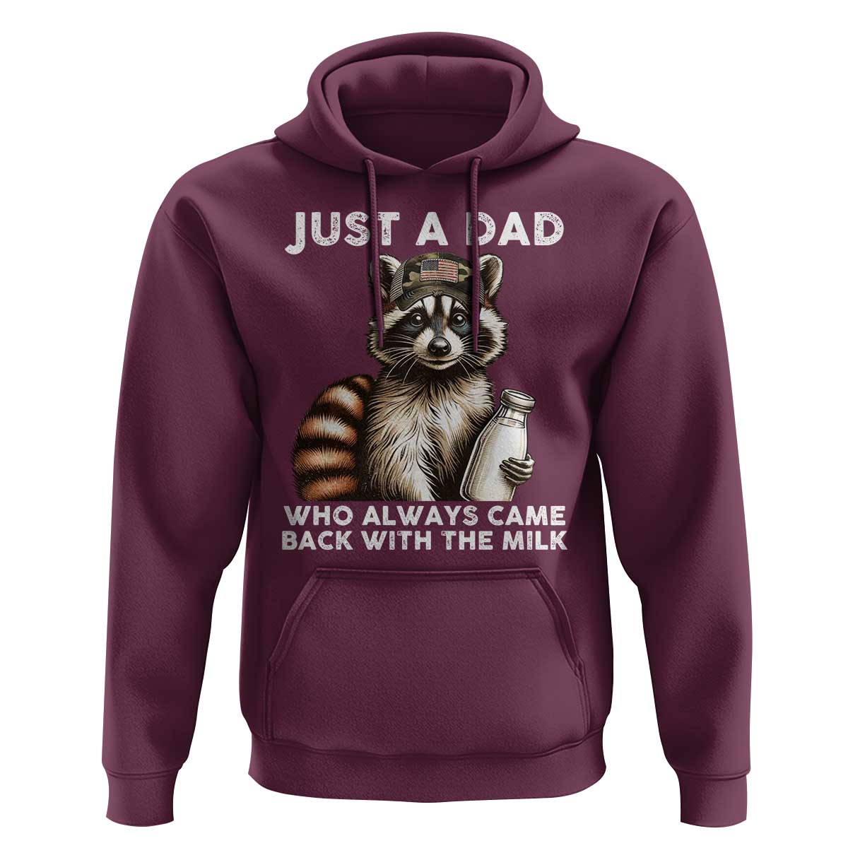 Just A Dad Who Always Came Back With The Milk Hoodie Retro Raccoon Camo Fathers Day - Wonder Print Shop