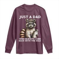 Just A Dad Who Always Came Back With The Milk Long Sleeve Shirt Retro Raccoon Camo Fathers Day - Wonder Print Shop