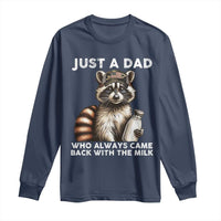 Just A Dad Who Always Came Back With The Milk Long Sleeve Shirt Retro Raccoon Camo Fathers Day - Wonder Print Shop