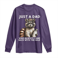 Just A Dad Who Always Came Back With The Milk Long Sleeve Shirt Retro Raccoon Camo Fathers Day - Wonder Print Shop