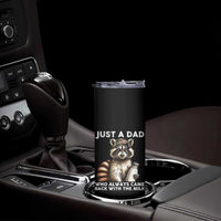 Just A Dad Who Always Came Back With The Milk Skinny Tumbler Retro Raccoon Camo Fathers Day - Wonder Print Shop