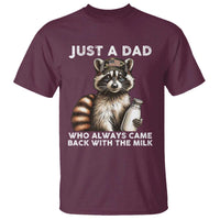 Just A Dad Who Always Came Back With The Milk T Shirt Retro Raccoon Camo Fathers Day - Wonder Print Shop