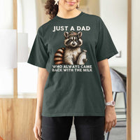 Just A Dad Who Always Came Back With The Milk T Shirt For Women Retro Raccoon Camo Fathers Day - Wonder Print Shop