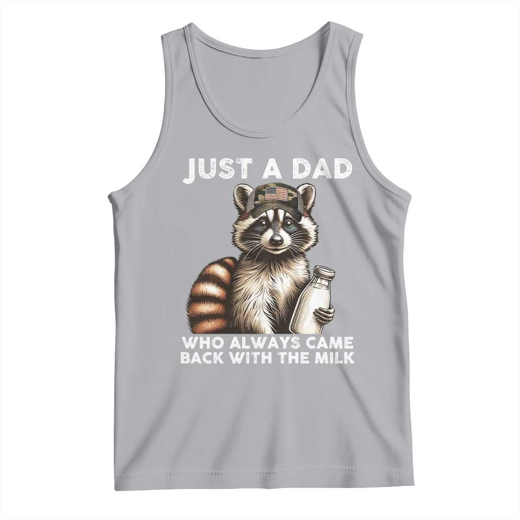 Just A Dad Who Always Came Back With The Milk Tank Top Retro Raccoon Camo Fathers Day - Wonder Print Shop