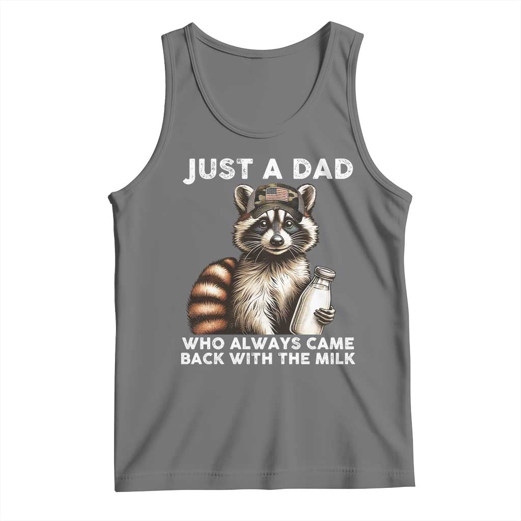 Just A Dad Who Always Came Back With The Milk Tank Top Retro Raccoon Camo Fathers Day - Wonder Print Shop
