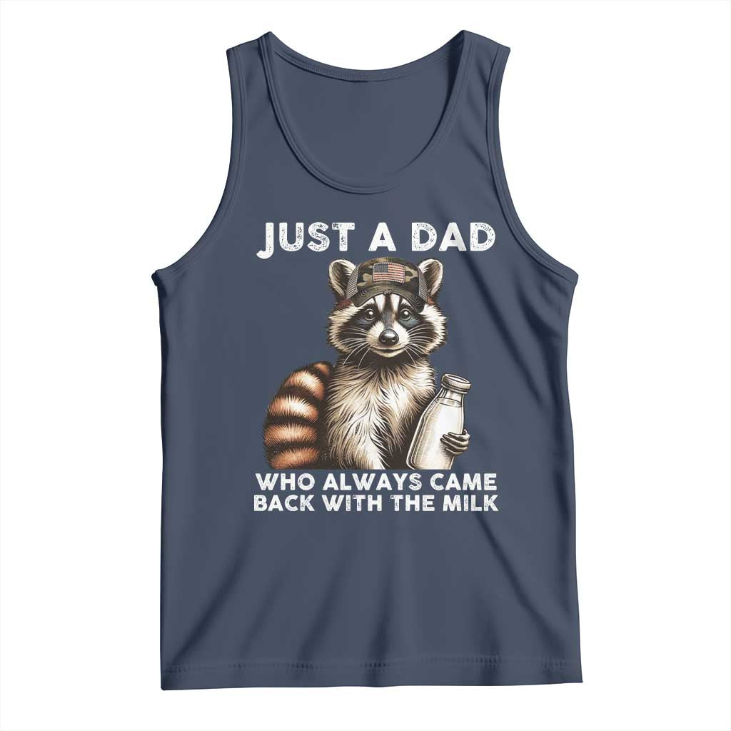 Just A Dad Who Always Came Back With The Milk Tank Top Retro Raccoon Camo Fathers Day - Wonder Print Shop