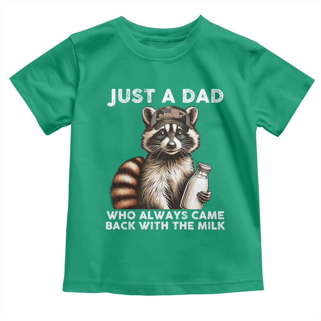 Just A Dad Who Always Came Back With The Milk Toddler T Shirt Retro Raccoon Camo Fathers Day - Wonder Print Shop