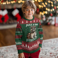 Just A Dad Who Always Came Back With The Milk Knitted Sweatshirt Retro Raccoon Camo Fathers Day - Wonder Print Shop