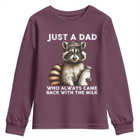 Just A Dad Who Always Came Back With The Milk Youth Sweatshirt Retro Raccoon Camo Fathers Day - Wonder Print Shop