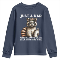 Just A Dad Who Always Came Back With The Milk Youth Sweatshirt Retro Raccoon Camo Fathers Day - Wonder Print Shop