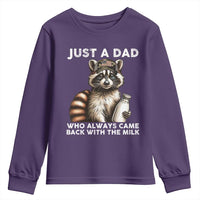 Just A Dad Who Always Came Back With The Milk Youth Sweatshirt Retro Raccoon Camo Fathers Day - Wonder Print Shop