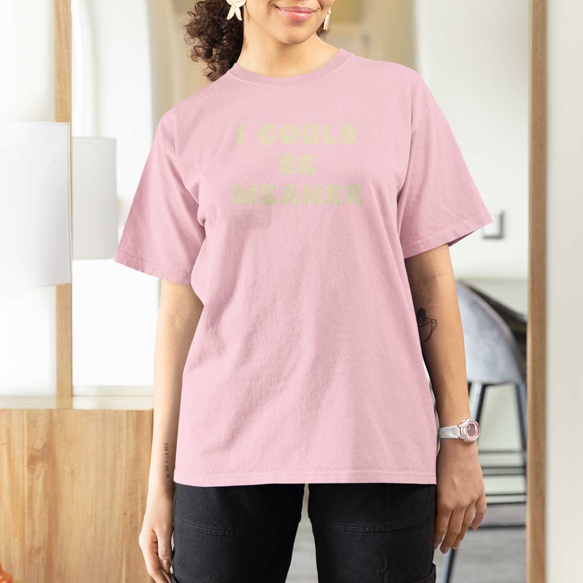 I Could Be Meaner T Shirt For Women Vintage Retro Funny Apparel Meme