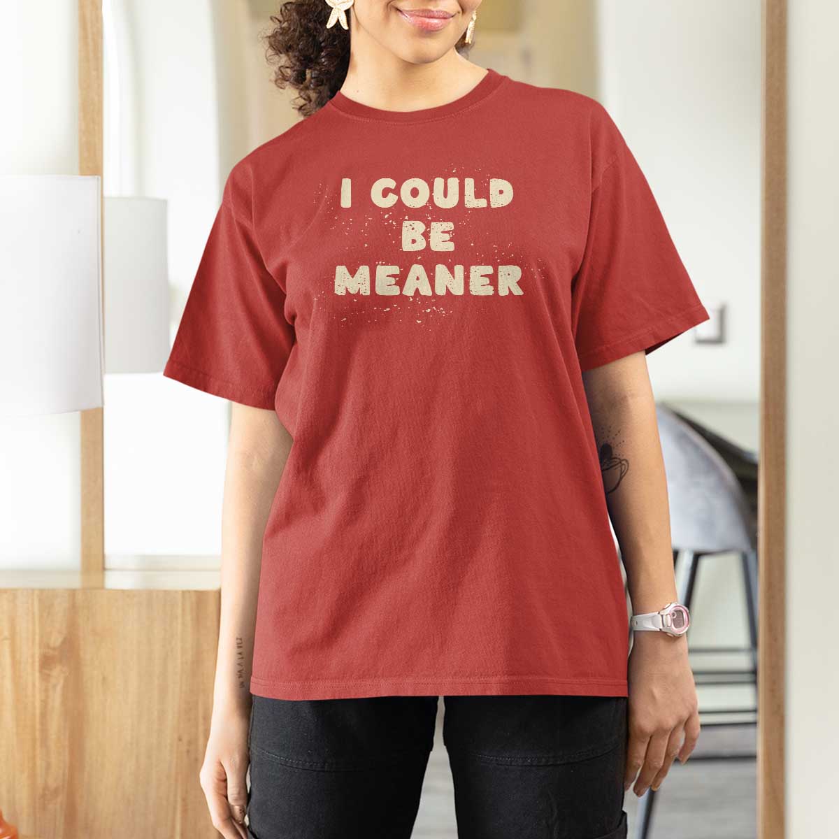 I Could Be Meaner T Shirt For Women Vintage Retro Funny Apparel Meme