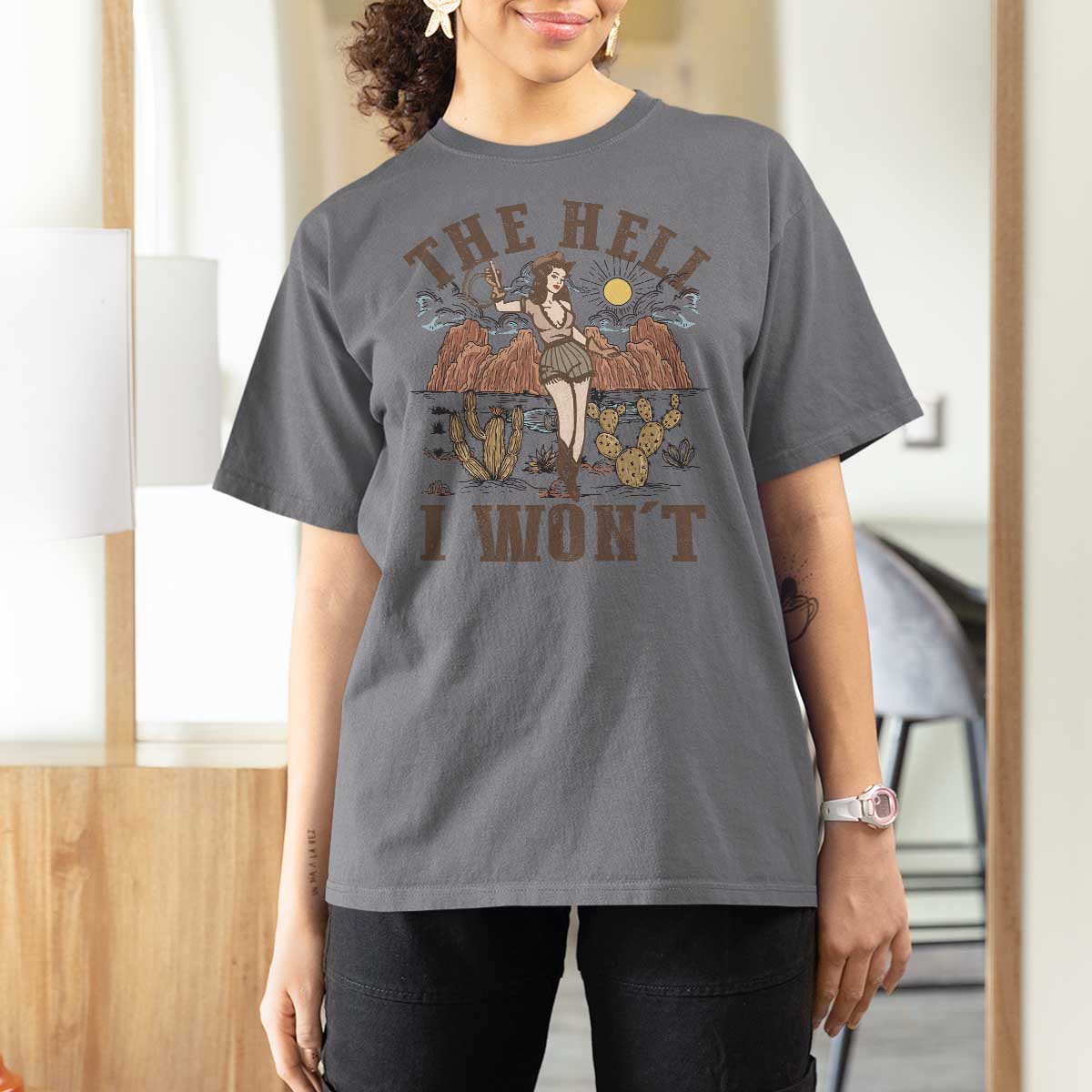 Funny Western Cowgirl T Shirt For Women Retro Country The Hell I Won't - Wonder Print Shop