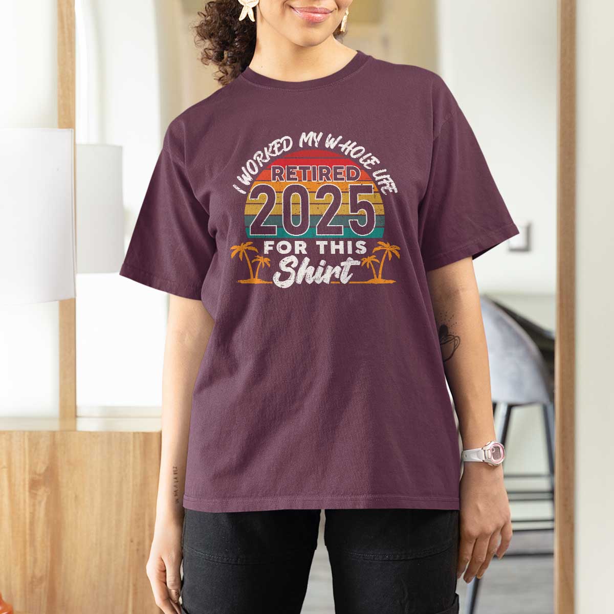 Retired 2025 T Shirt For Women Retro Retirement Summer Vibes