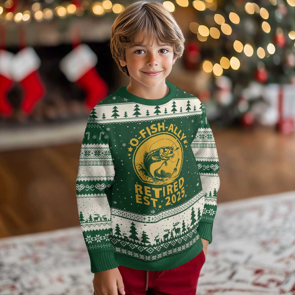 Fishing Retirement Ugly Christmas Sweater O-Fish-Ally Retired 2025 For Fisherman - Wonder Print Shop