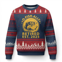 Fishing Retirement Ugly Christmas Sweater O-Fish-Ally Retired 2025 For Fisherman - Wonder Print Shop
