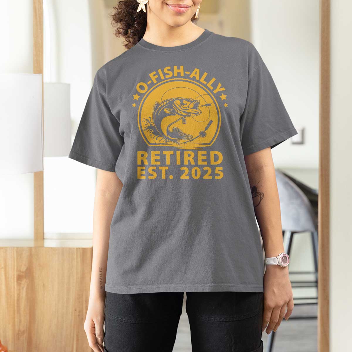 Fishing Retirement T Shirt For Women O-Fish-Ally Retired 2025 For Fisherman