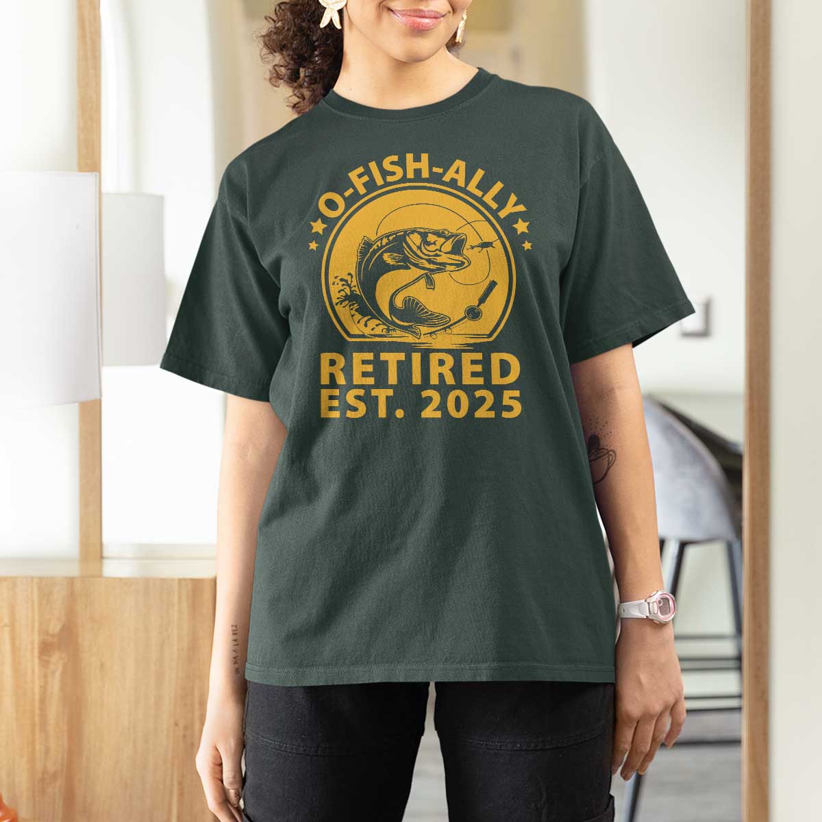 Fishing Retirement T Shirt For Women O-Fish-Ally Retired 2025 For Fisherman