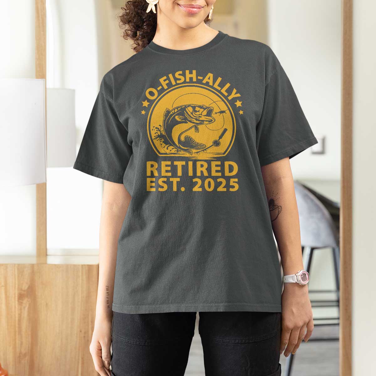 Fishing Retirement T Shirt For Women O-Fish-Ally Retired 2025 For Fisherman