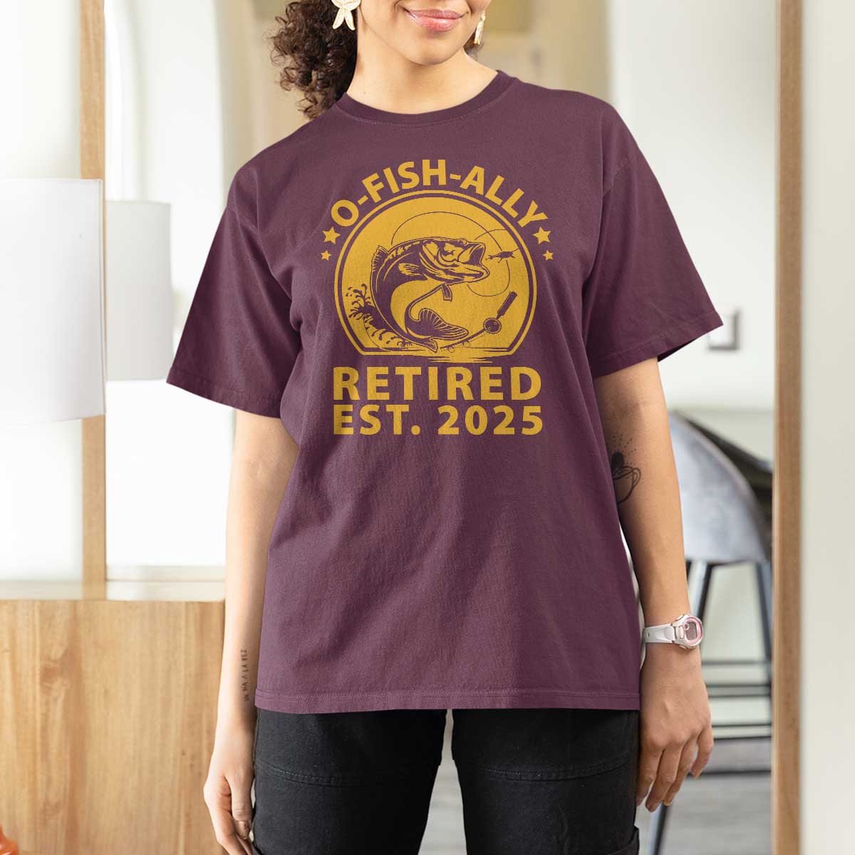 Fishing Retirement T Shirt For Women O-Fish-Ally Retired 2025 For Fisherman