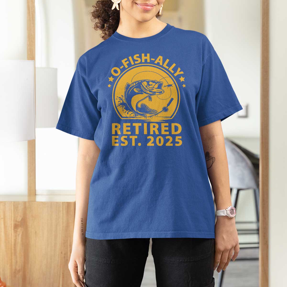 Fishing Retirement T Shirt For Women O-Fish-Ally Retired 2025 For Fisherman