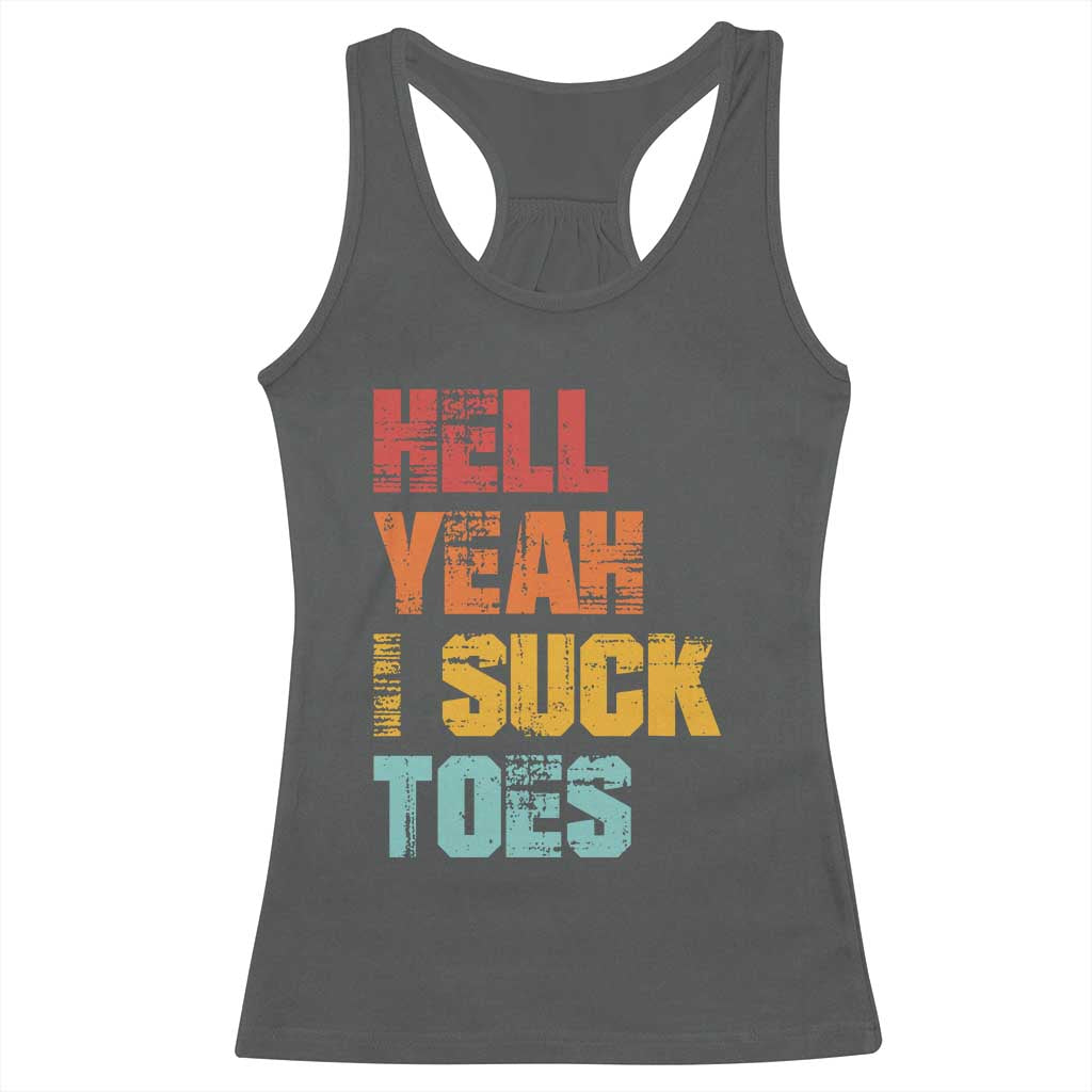 Funny Inappropriate Embarrassing Racerback Tank Top Funny Foot Fetish Sucking Toes Cringe Offensive Humor - Wonder Print Shop