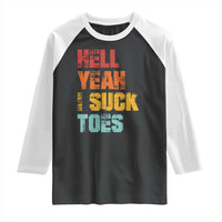 Funny Inappropriate Embarrassing Raglan Shirt Funny Foot Fetish Sucking Toes Cringe Offensive Humor - Wonder Print Shop