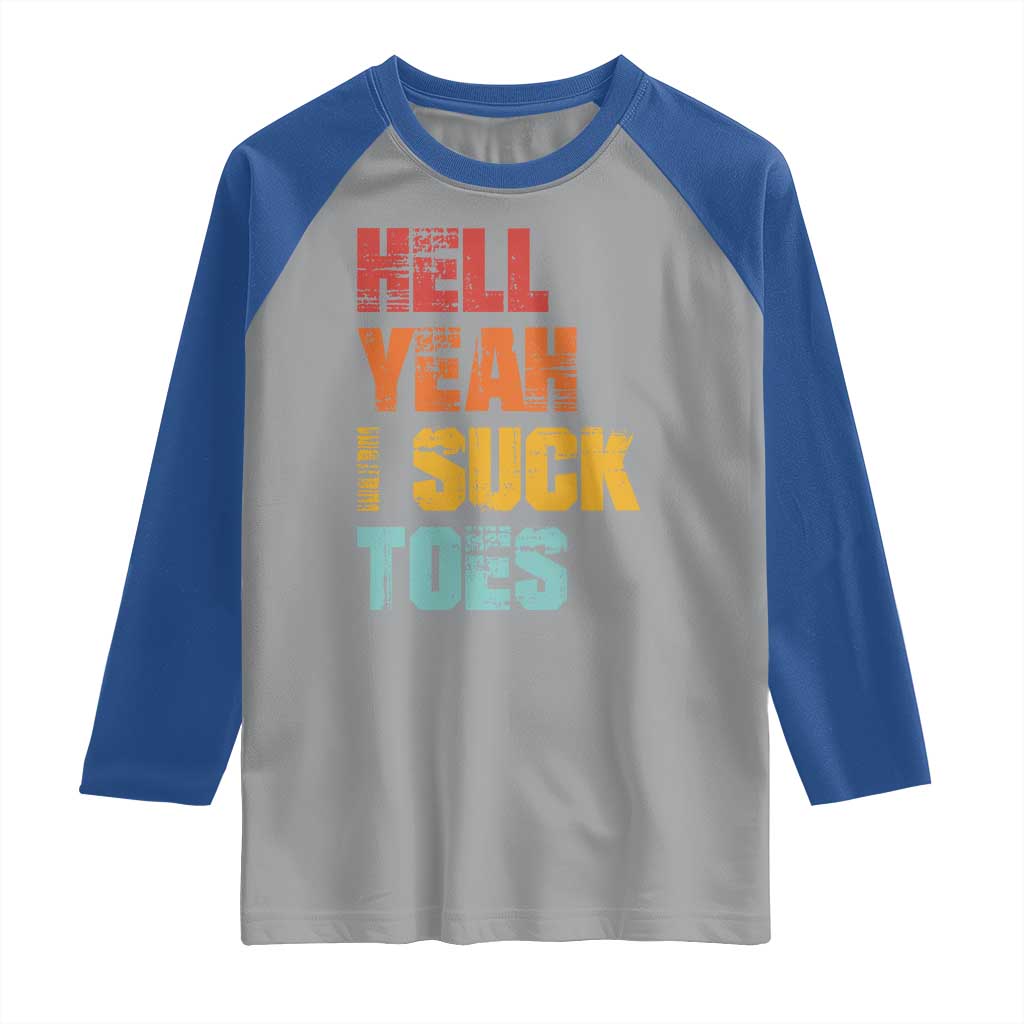 Funny Inappropriate Embarrassing Raglan Shirt Funny Foot Fetish Sucking Toes Cringe Offensive Humor - Wonder Print Shop