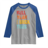 Funny Inappropriate Embarrassing Raglan Shirt Funny Foot Fetish Sucking Toes Cringe Offensive Humor - Wonder Print Shop