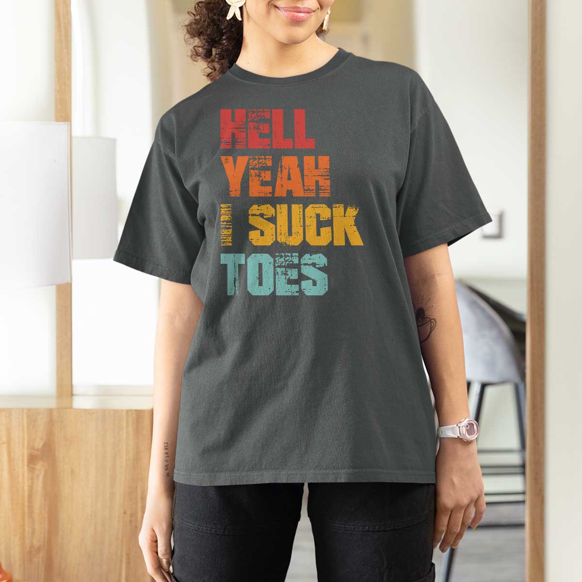 Funny Inappropriate Embarrassing T Shirt For Women Funny Foot Fetish Sucking Toes Cringe Offensive Humor - Wonder Print Shop