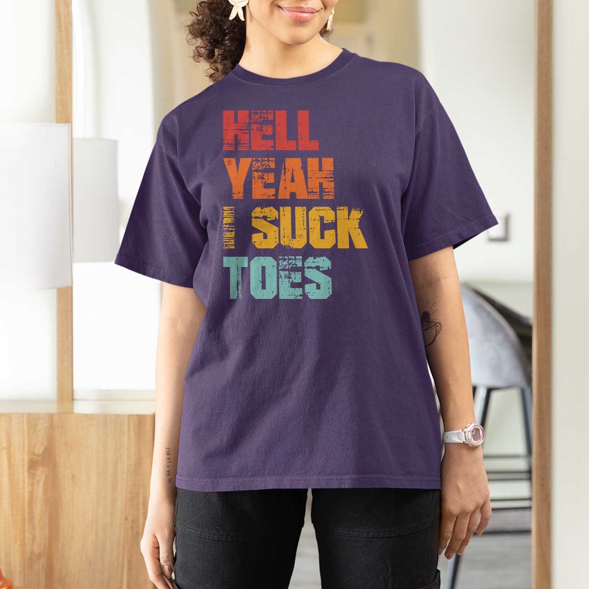 Funny Inappropriate Embarrassing T Shirt For Women Funny Foot Fetish Sucking Toes Cringe Offensive Humor - Wonder Print Shop