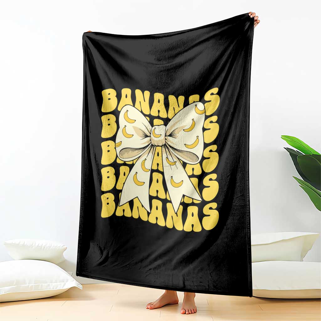 Bananas Coquette Bow Throw Blanket Retro Banana Lovers Women Girls Kids