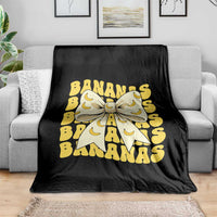 Bananas Coquette Bow Throw Blanket Retro Banana Lovers Women Girls Kids
