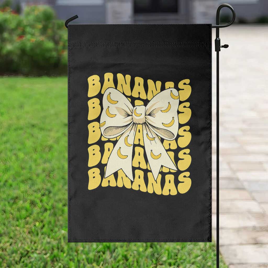 Bananas Coquette Bow Garden Flag Retro Banana Lovers Women Girls Kids