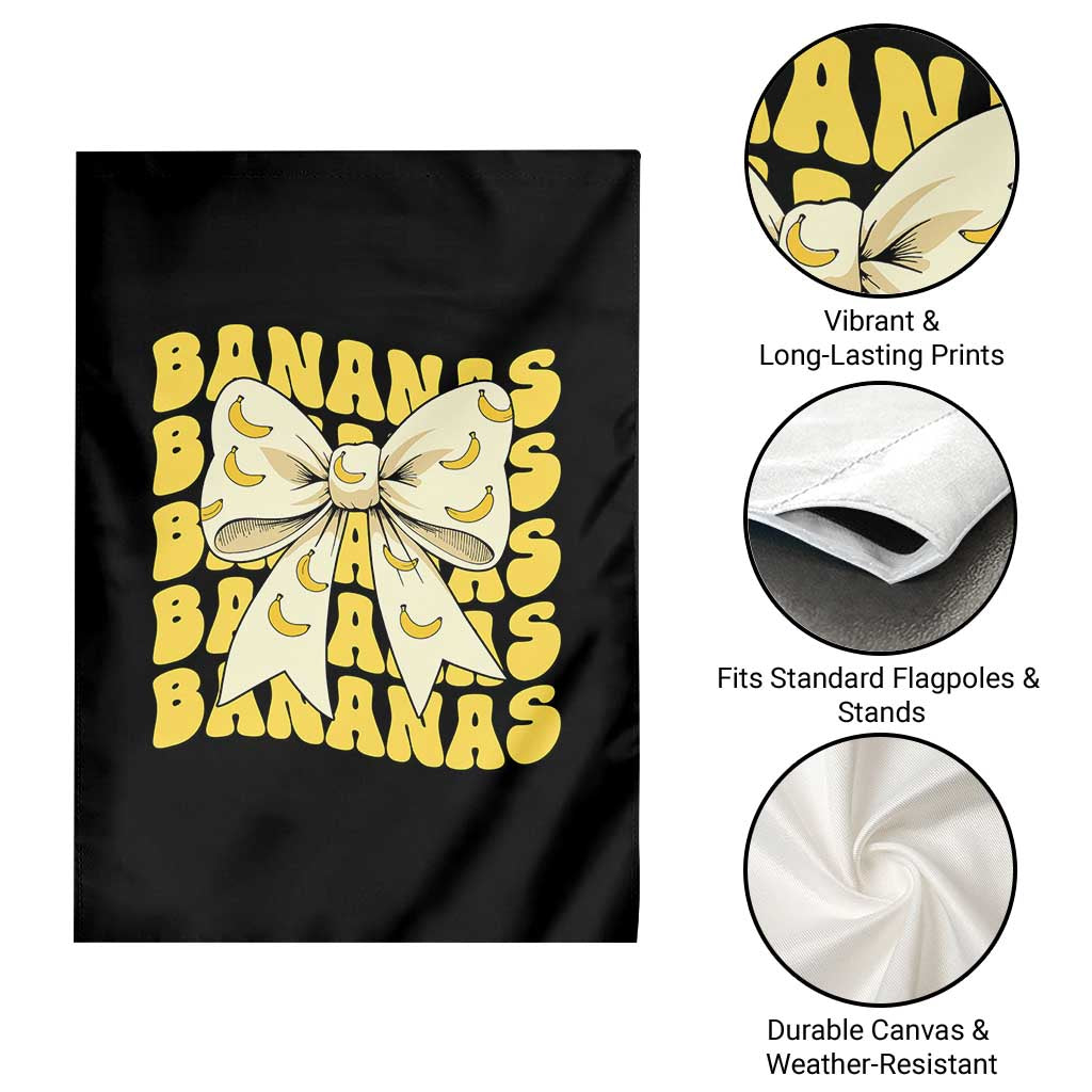 Bananas Coquette Bow Garden Flag Retro Banana Lovers Women Girls Kids