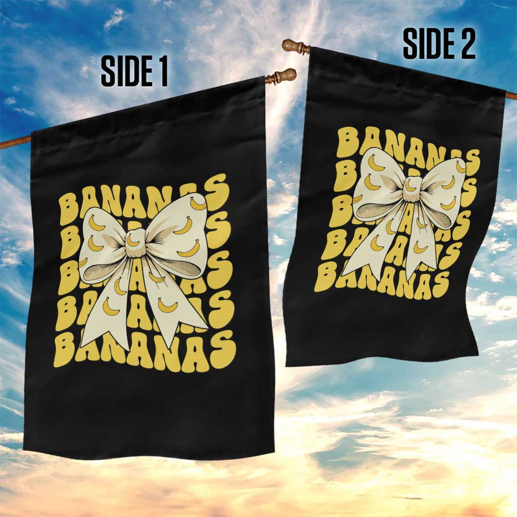 Bananas Coquette Bow Garden Flag Retro Banana Lovers Women Girls Kids