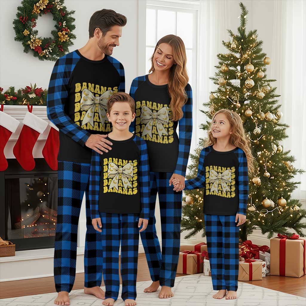 Bananas Coquette Bow Plaid Pajama Set Retro Banana Lovers Women Girls Kids
