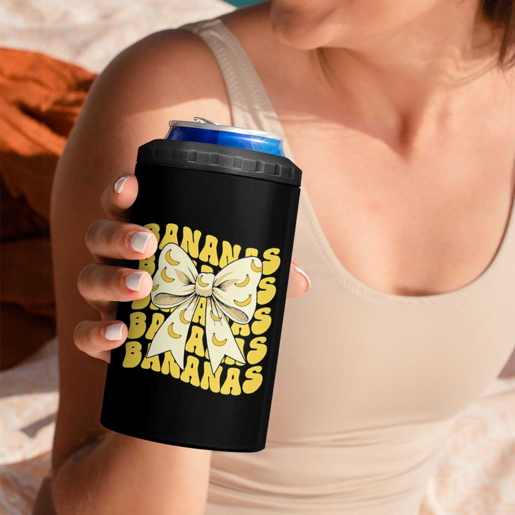 Bananas Coquette Bow 4 in 1 Can Cooler Tumbler Retro Banana Lovers Women Girls Kids