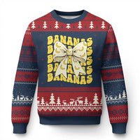 Bananas Coquette Bow Ugly Christmas Sweater Retro Banana Lovers Women Girls Kids