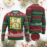Bananas Coquette Bow Ugly Christmas Sweater Retro Banana Lovers Women Girls Kids