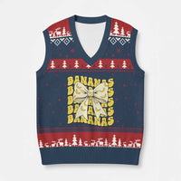 Bananas Coquette Bow V-Neck Knit Sweater Vest Retro Banana Lovers Women Girls Kids