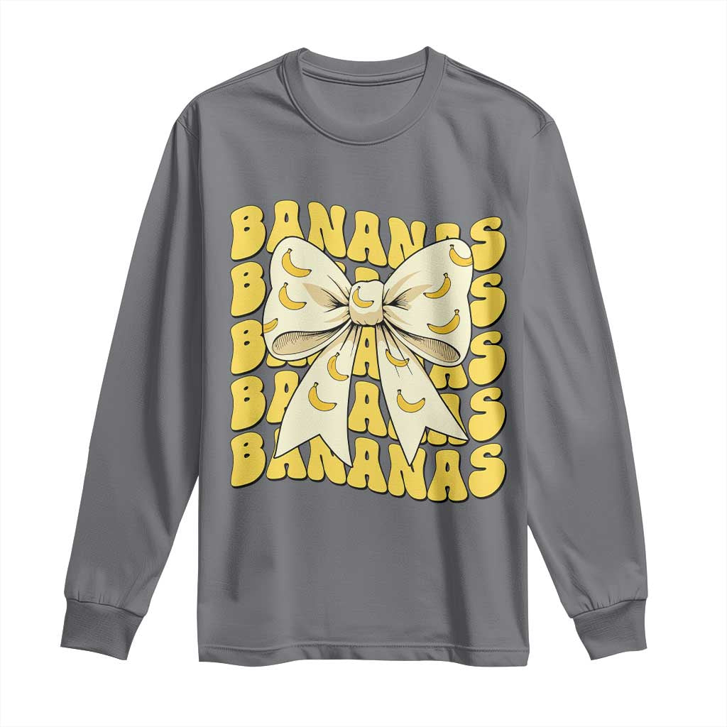 Bananas Coquette Bow Long Sleeve Shirt Retro Banana Lovers Women Girls Kids