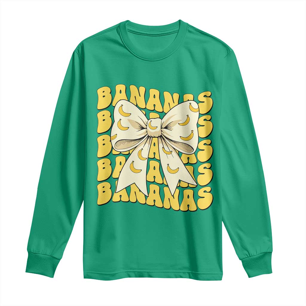 Bananas Coquette Bow Long Sleeve Shirt Retro Banana Lovers Women Girls Kids